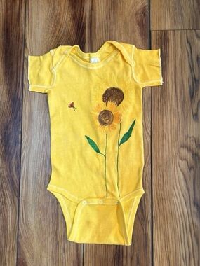 Vtg. Toddletime Infant Girls Hand-Painted Sunflowers Onesie L (26-32lbs) NEW